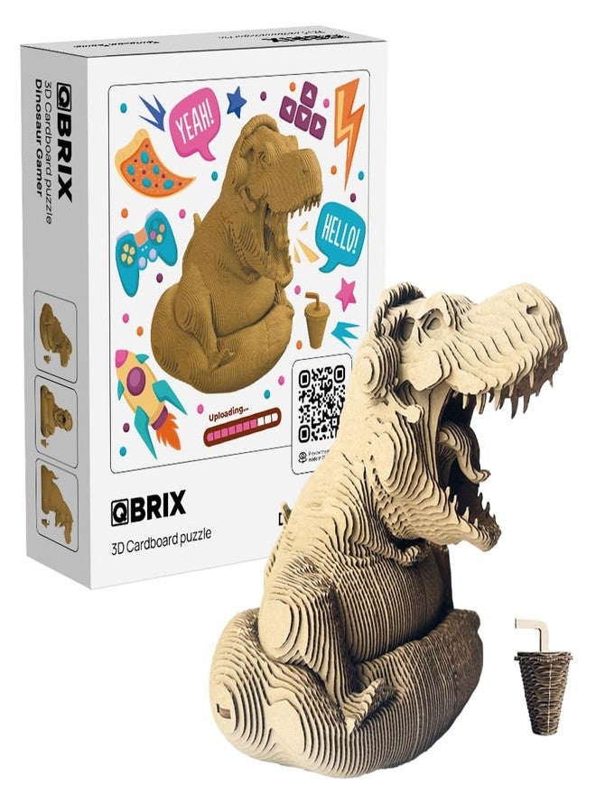 QBRIX Dinosaur Gamer 3D Puzzles for Adults, 3D Model Kit for Teens, DIY Crafts for Home Decor, Original Gift for Boys&Girls, Cardboard Model Building Kit - Image 1